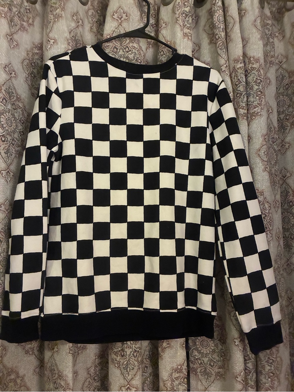 Cat & Jack Black and White Checkerboard Crewneck Sweater